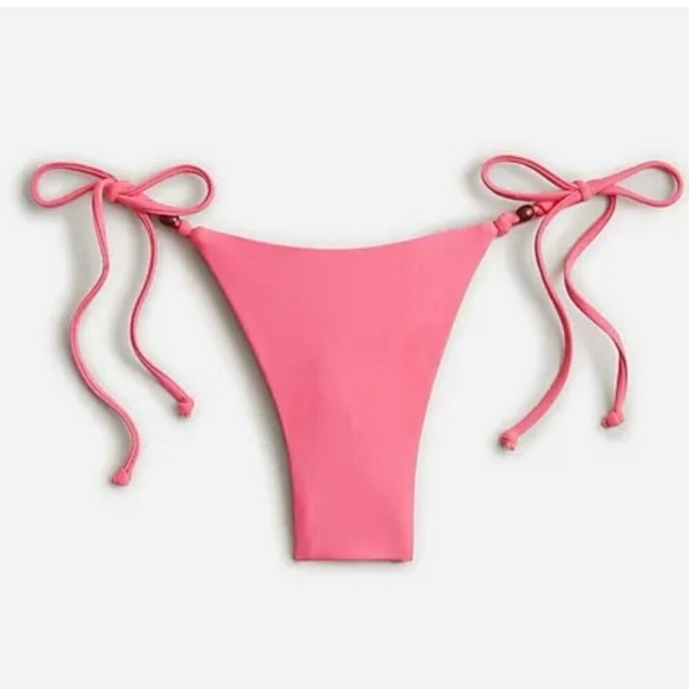 J. Crew Curved-waist Cheeky String Bikini Bottom in Pink Women's Large BH520 $59
